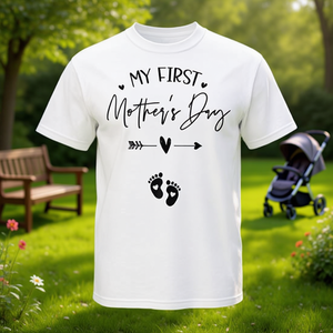 Camiseta para el primer día de la madre, para nuevas mamás, regalo para anuncio de embarazo, color blanco, talla mediana - Product Image 3