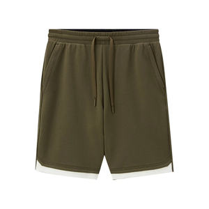 Shorts en tricot uni à taille élastique polyvalents pour hommes, confort actif, respirant, entraînement et vêtements décontractés - Product Image 1