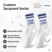 Chaussettes de sport en coton jacquard personnalisées OEM, design tendance, tricot élastique, confortables et respirantes, pour hommes et femmes
