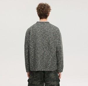 Haut en tricot Henley pour homme en mélange de polyester et de coton ---- Chemise classique unie à boutons, style rétro décontracté pour le trajet quotidien et la vie de tous les jours - Product Image 3