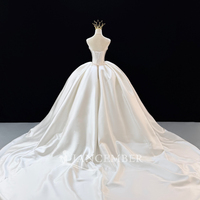 Robe de mariée en satin Jfh162, bustier, décolleté cœur, corset, ornée de cristaux argentés, robe de bal scintillante Jancember