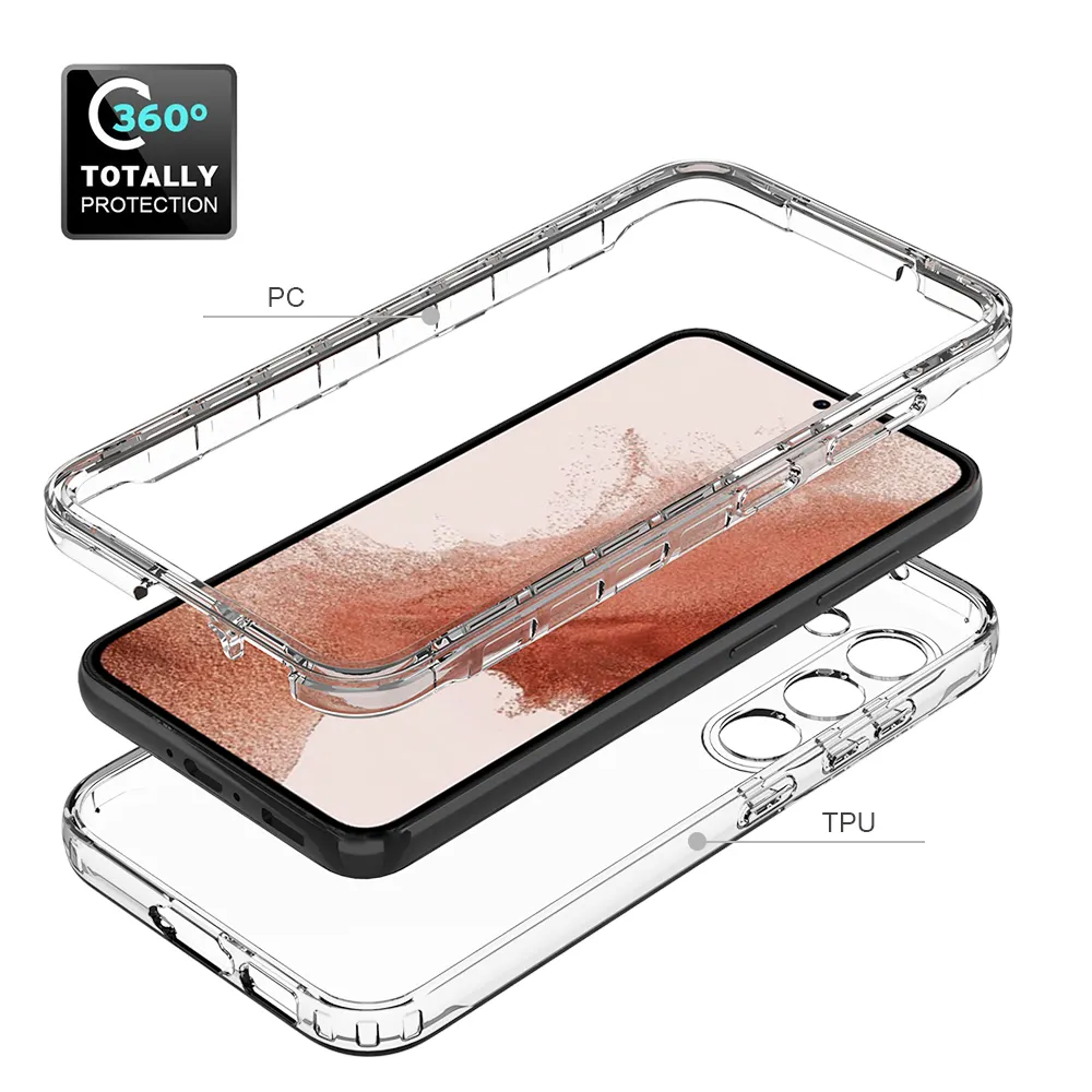 Hot in Mexico For Samsung S23 Plus ultra A04 A14 5G 360 Degree Full Cover Clear TPU Acrylic PET Front and Back Shockproof Case