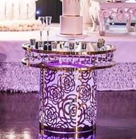 Meubles Occasions, table à gâteau en acier inoxydable doré Rose, diamètre 90 cm, pour mariage, fête