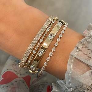 Cao đánh bóng hình bầu dục CZ Bangle Vòng đeo tay cho phụ nữ cô gái 5A Cubic Zirconia Thời Trang <span class=keywords><strong>Parry</strong></span> đồ trang sức - Product Image 1