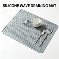 Tapis de drainage en silicone ondulé à séchage rapide de qualité supérieure, tapis de séchage flexible pour vaisselle, pour évier de cuisine, comptoir, tasses, couverts