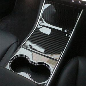 Couverture en plastique de console centrale de voiture de fibre de carbone pour des panneaux de Tesla 2019 modèle 3 - Product Image 3