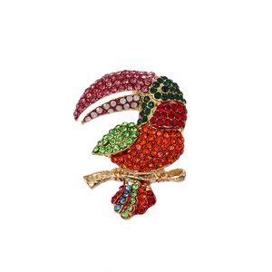 Broche Toucan en Cristal Coloré Weiman, Plaqué Or, Multi Strass, Épingle Oiseau, Bijou de Mode pour Femme, Ornement de Vêtement, Cadeau de Fête - Product Image 1
