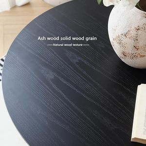 Mesa redonda creativa de madera maciza negra, mesa de comedor moderna y minimalista para el hogar, mueble decorativo de alta calidad. - Product Image 2