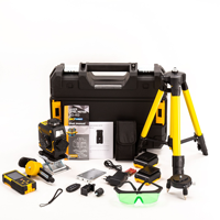 Niveau laser vert industriel 4D 16 lignes 5 points, auto-nivelant 360 degrés, mode impulsion extérieur, rechargeable au lithium 18650