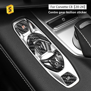 Autocollant de bouton de vitesse central en fibre de carbone pour <span class=keywords><strong>Corvette</strong></span> C8 (20-24) - Product Image 2