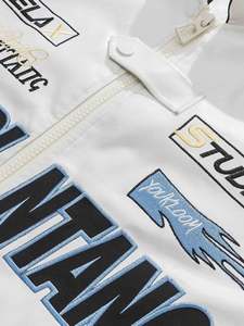 <b>White</b> Patchwork PU Leather Varsity Jacket Men <b>Zip</b> <b>Up</b> Letterman Jacket Custom Design Streetwear - Product Image 5