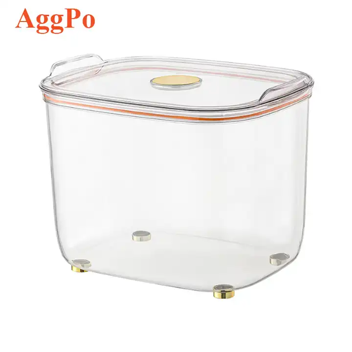 Air Tight Dry Food Container, Clear Plastic Ingredient Bin, Large