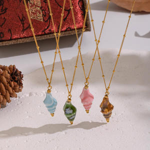 Collier pendentif de mode pour femme, bijoux fins, ensemble de colliers en acier inoxydable, bijouterie en résine - Product Image 1