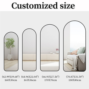 Tùy Chỉnh Vòm Kim Loại Đóng Khung Treo Mặc Quần Áo Gương Đầy Đủ Chiều Dài Sàn Gương Với Đứng Nghiêng Chống Chủ Treo Tường Gương - Product Image 5