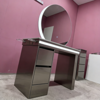Meuble de salon haut de gamme XFMC, coiffeuse double face avec miroir, équipement de salon, station de coiffure pour salon de barbier