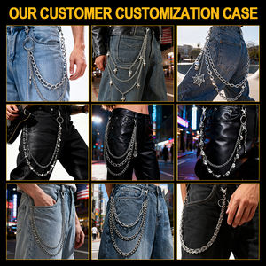 Chaînes de pantalon en métal en forme de crâne plaqué argent personnalisées, ceinture de taille vintage de style western de haute qualité personnalisable pour jeans - Product Image 5