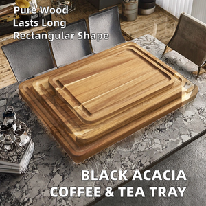 ถาดไม้อะคาเซียสีดำสำหรับตกแต่งโต๊ะกาแฟและชา - Product Image 2