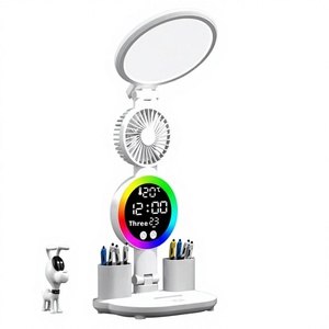 Rechargeable Plug-in LED <b>Desk</b> Lamp Dimming Foldable Reading Light Eye Protection Table Lamp for Kids <b>Digital</b> <b>Clock</b> Eco-Friendly - Product Image 1