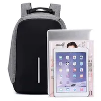 Interface USB 15.6 pouces sac pour ordinateur portable étanche Oxford court randonnée sac à dos fermeture éclair antivol pour les collégiens et lycéens