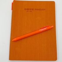 Carnet en cuir PU orange A5 avec porte-stylo, couverture rigide, agenda professionnel, papeterie de bureau, logo personnalisé