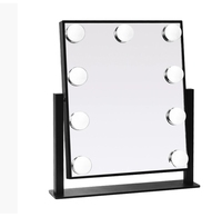 Table Mini Hollywood Debout Led Miroir de courtoisie en verre Miroir de maquillage Logo personnalisé Petit miroir de maquillage à led tactile