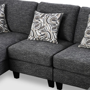 Gray Chenille 5pc <b>U</b>-Shape Sofa Set Apartment Hotel <b>Living</b> Room Furniture Pillows Armless Chair Ottoman Chaise Plush - Product Image 6