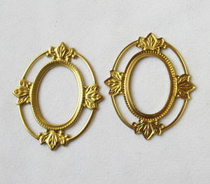 Oval çerçeve telkari damgalama 30x25mm pirinç DIY takı bulguları - Product Image 2
