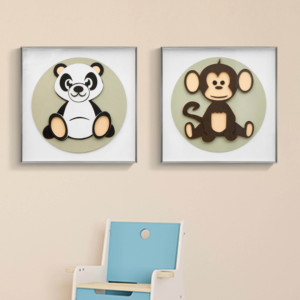 Peinture décorative Offre Spéciale chambre d'enfant peintures suspendues personnalisées de haute qualité Pandas et singes peinture décoration murale - Product Image 3
