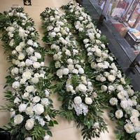 Chemin de table personnalisé en fleurs artificielles, décoration de mariage, chemin de table vert de luxe pour salle à manger, chemin de table fleuri
