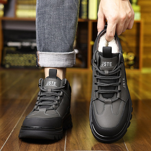 Bottes d'hiver pour hommes JSTE en cuir véritable avec doublure en fourrure antidérapante, bottines à bout rond, semelle extérieure en caoutchouc, semelle intermédiaire en EVA - Product Image 3