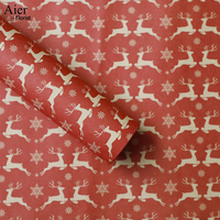 Papier d'emballage personnalisé écologique Aierflorist imperméable avec motif de cerf de Noël et autocollants pour emballages cadeaux