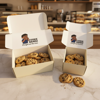 Boîte d'emballage pliable personnalisée en papier alimentaire pour biscuits et gâteaux, avec gaufrage et pelliculage mat, style dossier, logo imprimé OEM