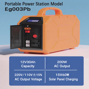Station d'alimentation portable Eg00Pb 200W 12V30Ah Générateur solaire 220V/110V Onde sinusoïdale pure 4 USB Batterie LiFePO4 Urgence extérieure - Product Image 1