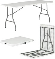 Mesa Plegable de Plástico Resistente de 6 Pies (180 cm), Mesa de Comedor Rectangular Portátil para Eventos al Aire Libre y Campamento