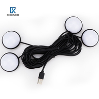 KEBOSIED - Éclairage ambiant LED pour voiture - Lumières décoratives sans fil pour l'intérieur du véhicule - USB - 4 lumières pour un effet atmosphérique