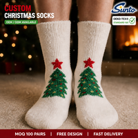 Chaussettes en polaire polyester pour hommes, chaudes et douces, chaussettes personnalisées de Noël, cadeaux de fêtes