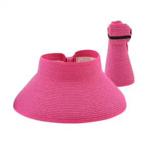 Paper Sun Beach Wide Brim Hat Women Portable Uv Protection Airtop Visor Foldable Straw Sun Visor Hats