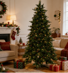 <span class=keywords><strong>Sapin</strong></span> <span class=keywords><strong>de</strong></span> Noël artificiel en pin <span class=keywords><strong>de</strong></span> 2,3 m pré-décoré avec base autoportante, résistant aux intempéries, écologique, pour la maison, les fêtes, l'intérieur et usage commercial - Product Image 5