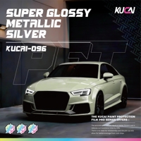 KUCAI 1.52*17 mètres PET Super Brillant Métallisé Argent Brillant Film Vinyle Adhésif pour Carrosserie Automobile