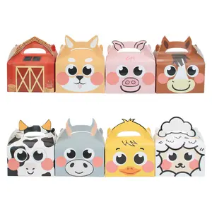 Farm Animal Theme Kids Birthday Decorations Supplies Party Favor Boxes Barnyard Happy Treat Boxes Candy Goodies Gift Box