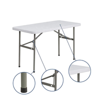 Table pliante carrée ZDZ-05 en plastique HDPE de 4 pieds / 6 pieds / 8 pieds, mobilier d'extérieur portable, pliable, blanche, pour décoration de fête et de mariage