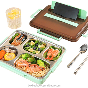 Mới được thiết kế vuông hình chữ nhật tròn thực phẩm Hộp Ăn Trưa container cách nhiệt giữ nhiệt 3 lớp màu xanh vàng trắng Hộp Ăn Trưa - Product Image 2