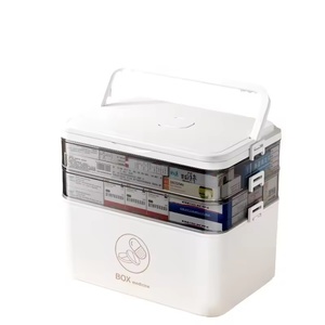 Grande boîte à médicaments domestique trousse de premiers soins portable à domicile boîte de rangement pharmaceutique <span class=keywords><strong>compartiment</strong></span>ée multicouche en plastique - Product Image 1