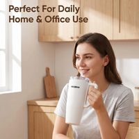 Gobelet isotherme à double paroi en acier inoxydable 316 de 30 oz, sans BPA, 18/8, avec poignée et paille