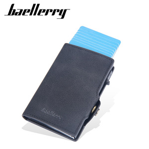Baellerry Men's RFID Card Holder PU Leather Multi Slot Snap Credit Card <b>Case</b> Black Blue Gray Coffee Brown 4 Inch Solid Color - Product Image 1