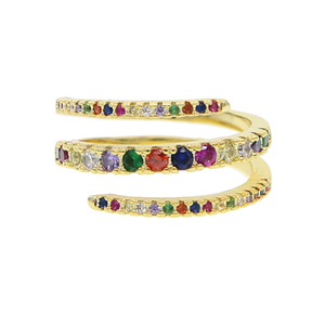 แหวน<span class=keywords><strong>งู</strong></span>ชุบทองสำหรับผู้หญิงหลายพันรอบประดับด้วยเพทายลูกบาศก์หลาก<span class=keywords><strong>สี</strong></span><span class=keywords><strong>รุ้ง</strong></span>เครื่องประดับแฟชั่น - Product Image 1