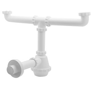 Siphon industriel moderne en PVC à 2 voies, 40 mm (1 1/2 po) x 4 pouces, finition polie, pour drain de salle de bain et machine à laver - Product Image 1