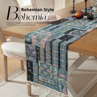 Nappe de table personnalisable en jacquard style bohème, nouveau motif géométrique rétro, décoration de table à manger en tissu, nappe longue