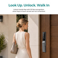 Cerradura Inteligente WiFi SJJ Totalmente Automática, Aleación de Aluminio, Puerta de Madera, Aplicación Tuya en la Nube, Reconocimiento Facial, Cámara de Visión Nocturna, Video