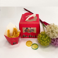 Boîte d'emballage personnalisable en carton blanc avec fenêtre, pelliculage mat, écologique, imperméable pour gâteau roulé, tarte aux fruits, croissant